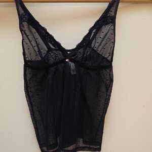 Vintage Tommy Hilfiger Black Stretch Lace Crop Camisole, sz S